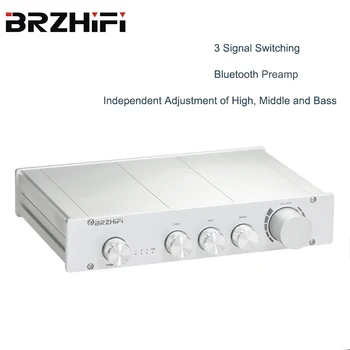 Предусилвател Pure BREEZE клас A 2,0/2,1, регулируема по високо басам усилвател декодиране Bluetooth версия 5.0, алуминий, черен / сребрист