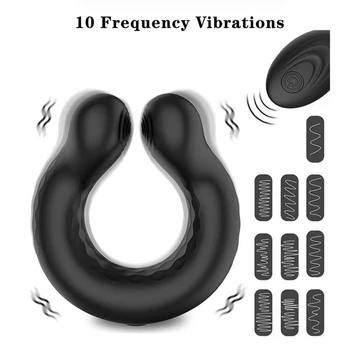 Мултифункционален мъжки пръстен за пенис, секс-играчки за двойки, вибриращи заключване на спермата, женски зърното, време на забавяне стимулация на зърната и клитора
