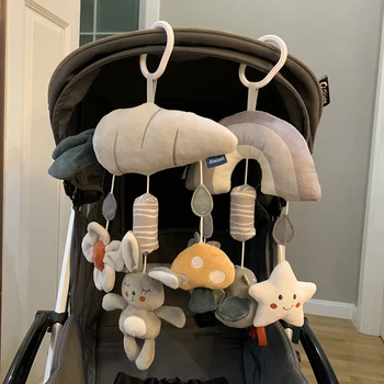 Детски играчки 0-12 месеца Плюшени животни дрънкалки за бебе преносим подвесная детско столче за кола играчки за колички чувствителен на допир играчка за подарък на новородено