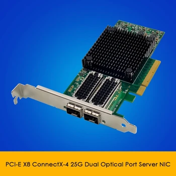 PCI-E X8 10 Гигабитная Оптична Сървър мрежова карта Mellanox Connectx-4 PCI-E 3.0 X8 с две пристанища 25 ГРАМА SFP + Оптичен LC 10