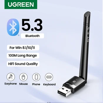 UGREEN USB Bluetooth 5.3 адаптер за PC, говорители, безжична мишка, клавиатура, музикален аудиоприемник, радиоприемник, Bluetooth-ключ